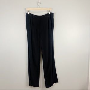 Eileen Fisher Womens Black Pleated Crepe Straight Dress Pants Trousers Tencel 10